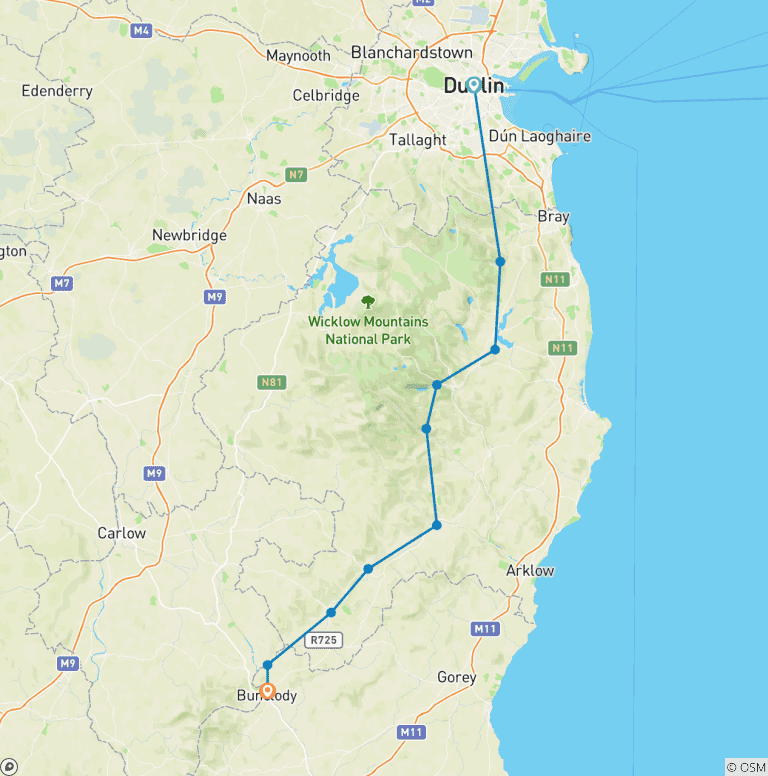 Map of The Wicklow Way: Self Guided 10 Day