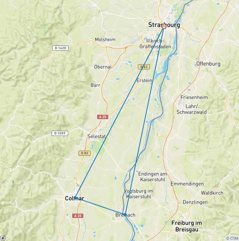 Map of Rhineland Christmas on the Romantic Rhine (port-to-port cruise)