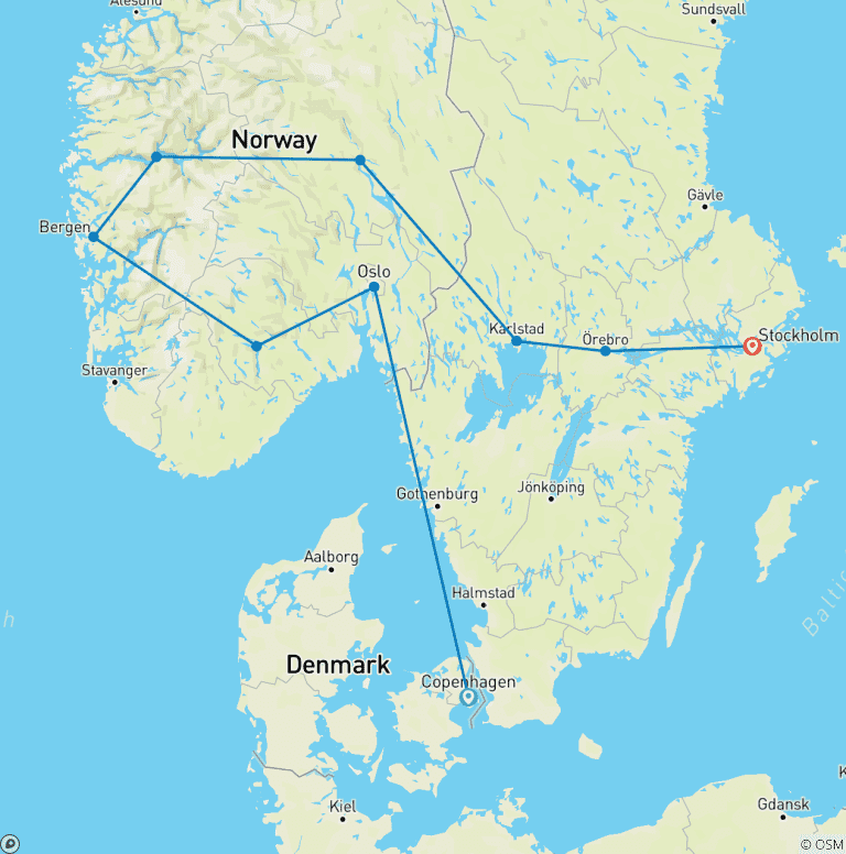 Map of Highlights of Scandinavia