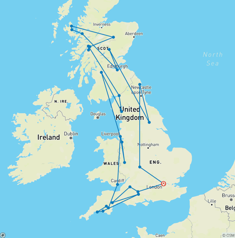Map of Best of Britain (London Overnights)