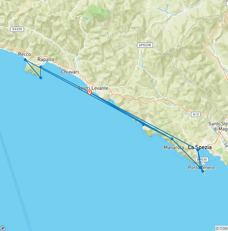 Map of Walking in the Cinque Terre and Portofino