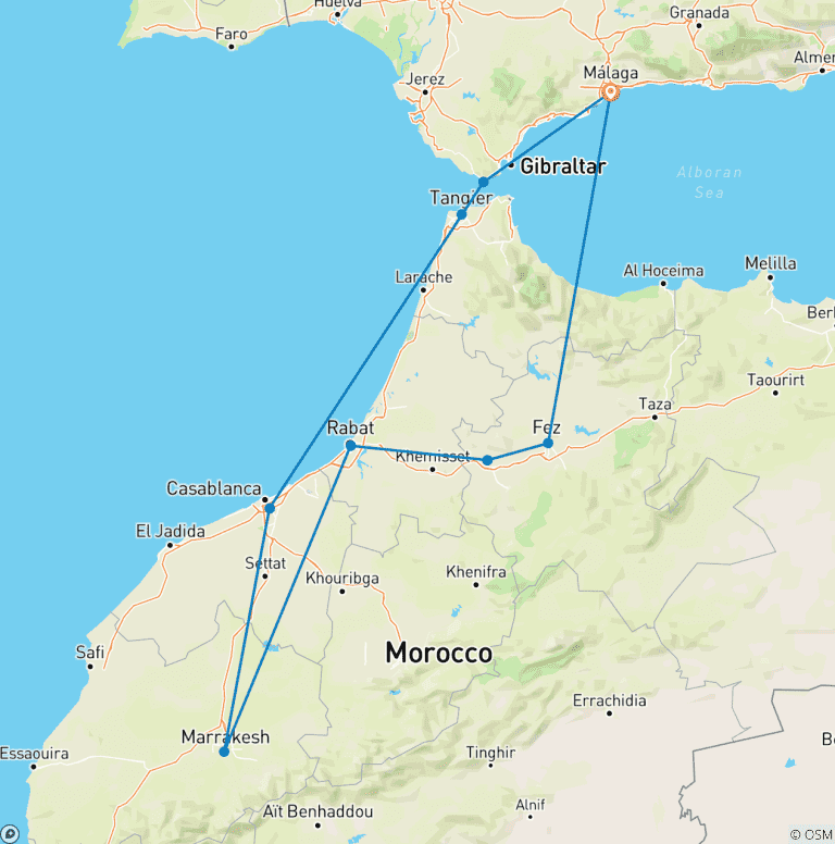 Map of 7-Day Tour Morroco, Imperial Cities in Full