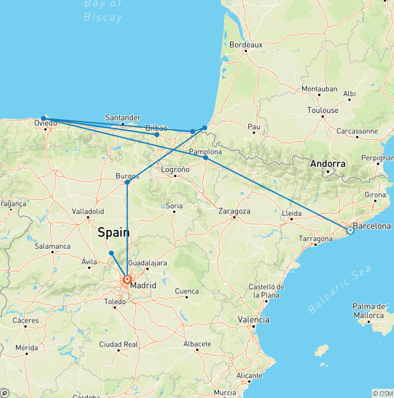 Map of Easy Pace Spain (Classic)