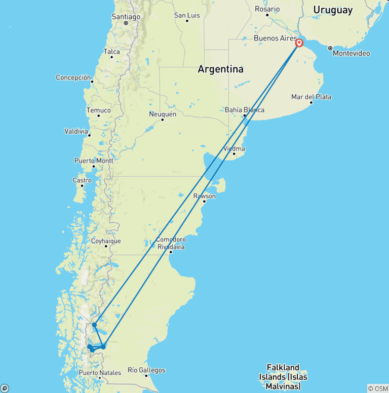 Map of Patagonia Hiking