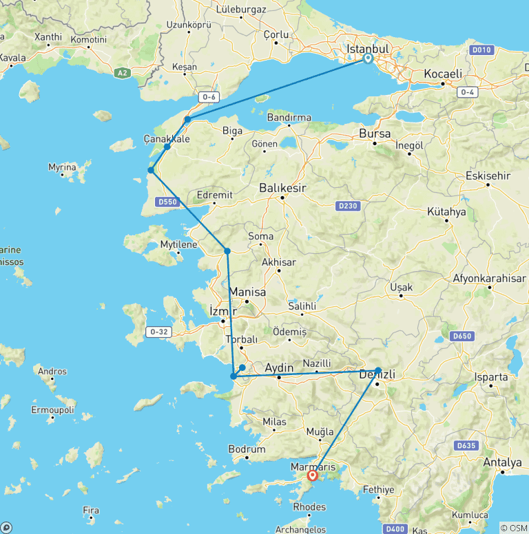 Map of Aegean Prelude Tour
