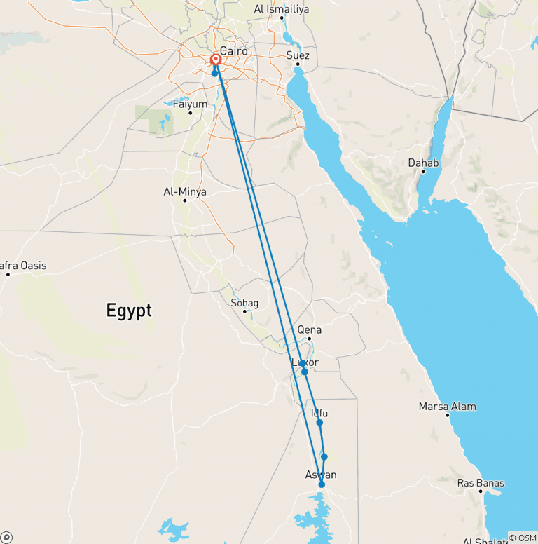 Map of Egyptian Highlights Tour