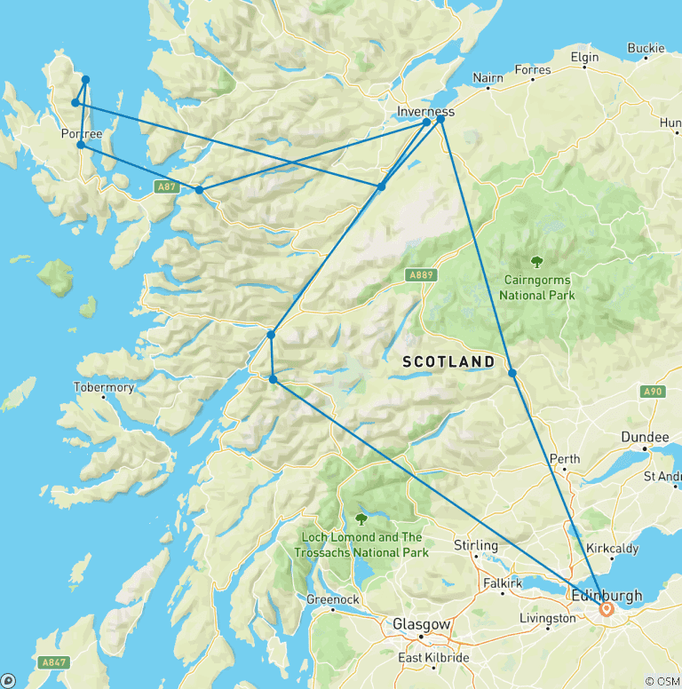 Map of Skye & Inverness Adventure