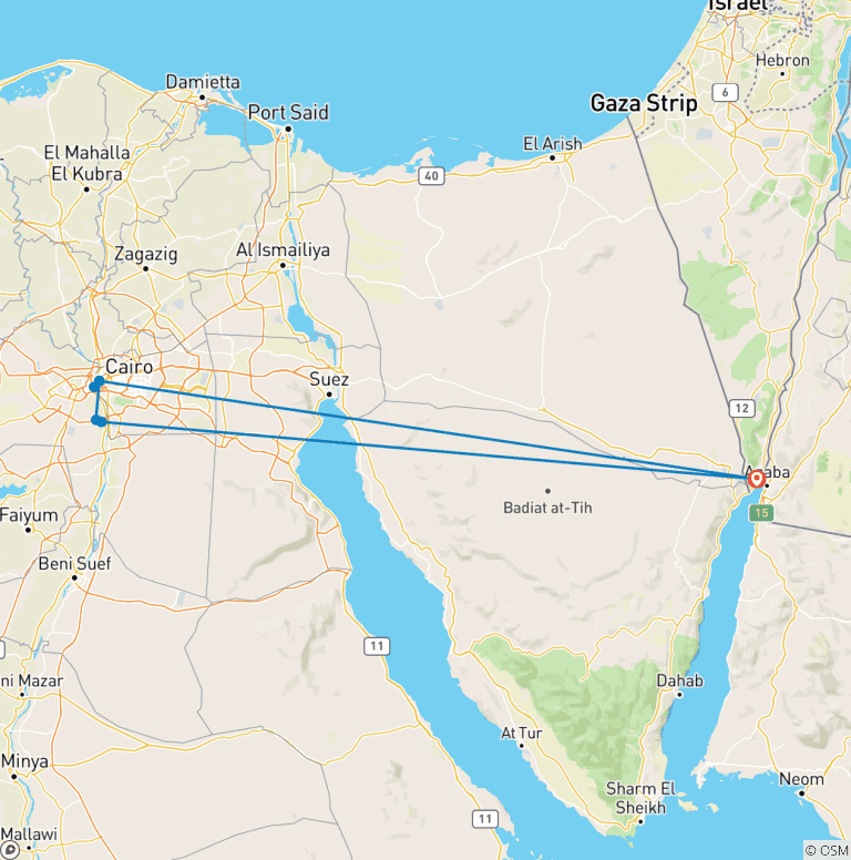 Map of Cairo 3 days from Eilat