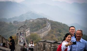 Tourists on the Great Wall of China.