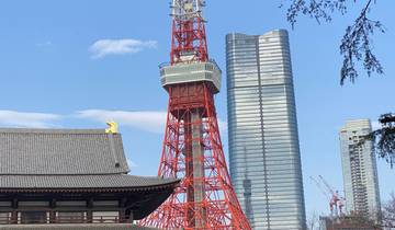 Tokyo Tower with surrounding buildings.