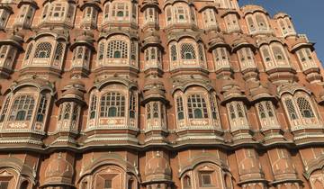 Close-up of an intricate facade with many windows.