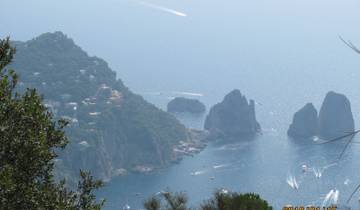 View of ocean and rock formations.