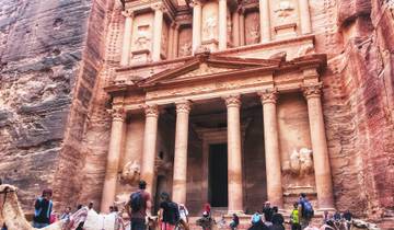 View of the ancient rock-cut architecture of Petra.
