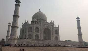 Taj Mahal with its iconic dome and minarets.