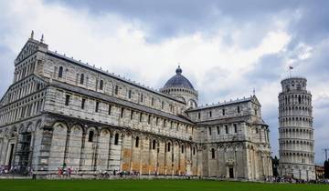 View of Pisa Cathedral and Leaning Tower of Pisa.