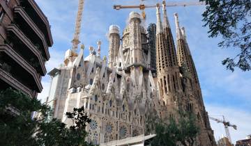 Close-up of the Sagrada Familia under construction.