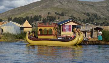 Traditional boat at floating islands.