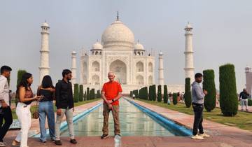 Tourists at the Taj Mahal.