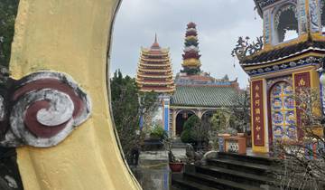 Pagoda complex with colorful architecture.