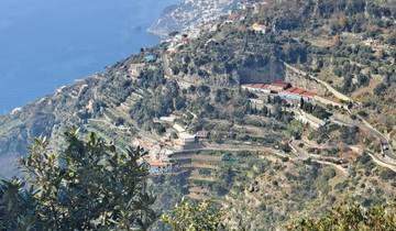 Aerial view of a coastal town and sea