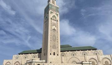 Hassan II Mosque in Casablanca with its towering minaret.
