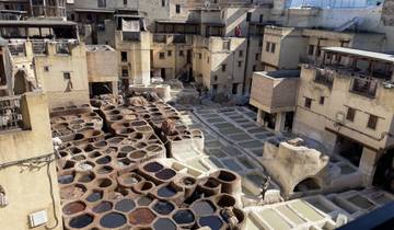 Traditional leather dyeing vats in an ancient tannery.