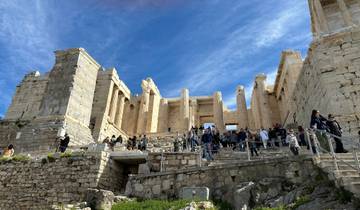 Tourists visiting ancient ruins.