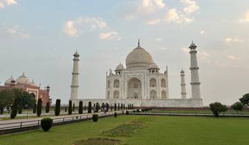 The Taj Mahal with gardens in front.