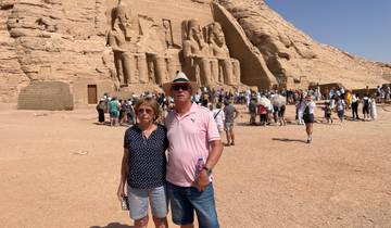 Tourists visiting the Abu Simbel temples.