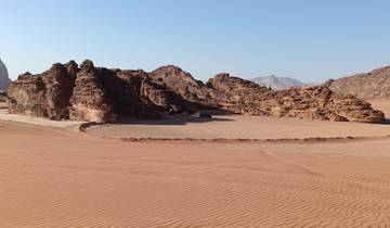 Desert landscape with rock formations.