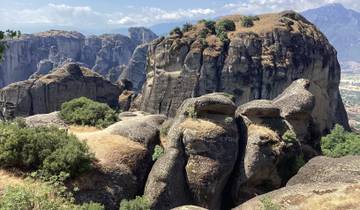 Scenic view of rock formations in Meteora.