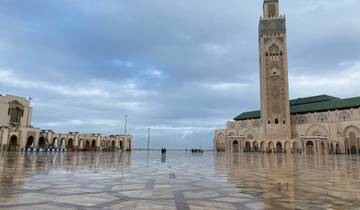 Hassan II Mosque in Casablanca with an expansive courtyard.