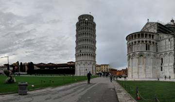 Leaning Tower of Pisa with surrounding buildings