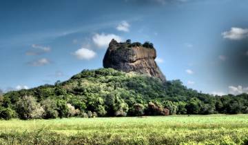 Sigiriya Rock in Sri Lanka against a blue sky