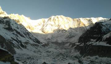 Snow-covered peaks of Annapurna range.