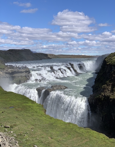 Majestic waterfall with powerful cascading waters.