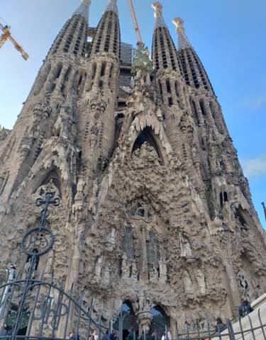 Sagrada Familia's intricate facade in Barcelona.