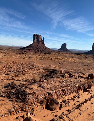 Monument Valley scenic view with iconic rock formations.