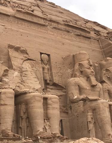 Carved statues in an Egyptian temple.