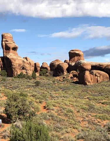 Unique rock formations in a desert landscape.