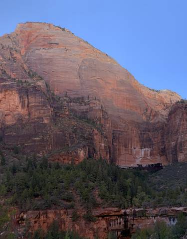 Majestic view of a large rocky mountain.