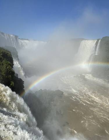 Beautiful rainbow over Iguazu Falls.