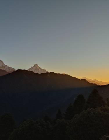 Dramatic mountain landscape at sunrise.