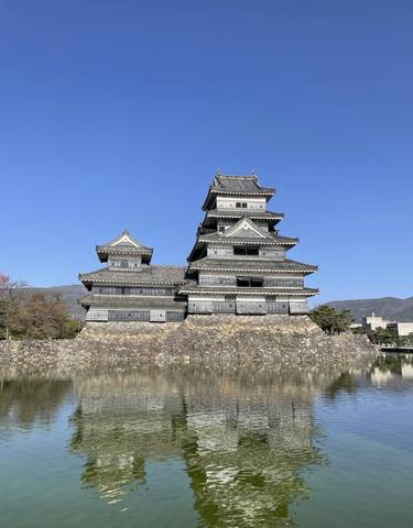 Traditional Japanese castle with stone foundation