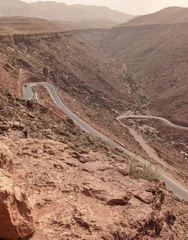 Winding road through a rocky gorge.