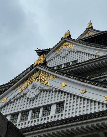 Close-up of an architectural detail of a traditional Japanese castle.
