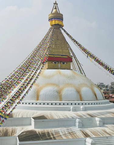 Close-up of Boudhanath Stupa with the Eyes of Buddha.