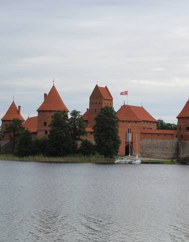Trakai Island Castle on a lake.