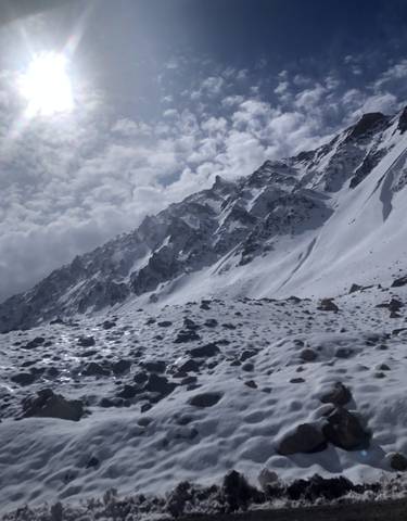 A stunning snow-covered mountain landscape.