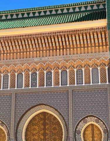 Ornate façade of a Moroccan building.